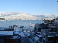 view from hotel room, floating Chevron gas station